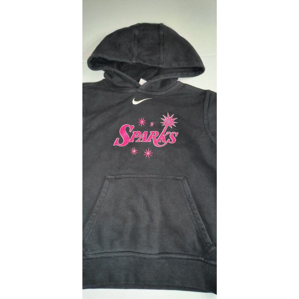 Nike Sparks Girls Pullover Hoodie Swoosh Logo Fleece Causal Black Size S G001 - Picture 3 of 8